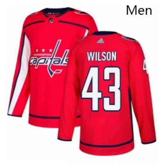 Mens Adidas Washington Capitals 43 Tom Wilson Authentic Red Home NHL Jersey